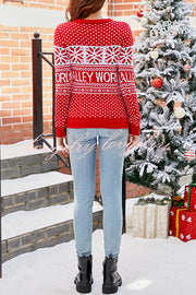 Christmas Print Crew Neck Long Sleeve Sweater