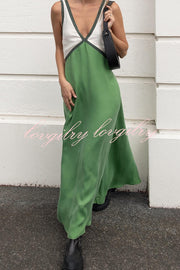 Perfect for Summer Weddings Satin Contrast Colour Relaxed Maxi Dress