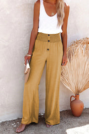 Kamille Linen Blend High Rise Smocked Pants