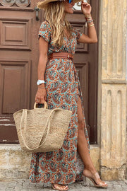 Forgotten Story Paisley Maxi Dress(belt Included)