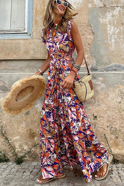 Pursue Your Passion Floral Ruffle Sleeve Maxi Dress