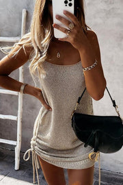 Fashion Sleeveless Lace-up Woolen Dress