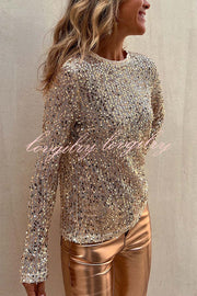 Keep It Shine Sequin Long Sleeve Shift Blouse