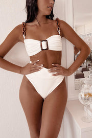 Ice Cream Acrylic High Waist Waffle Bikini Set