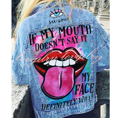 Halloween Print Long Sleeve Denim Jacket