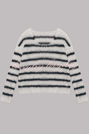 Time for Warmer Layers Fluffy Stripes Relaxed Knit Sweater