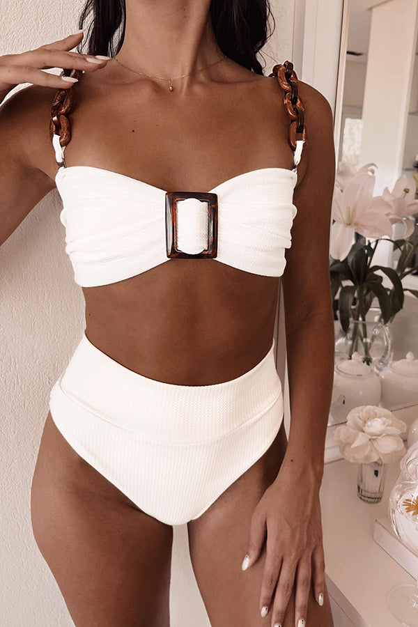 Ice Cream Acrylic High Waist Waffle Bikini Set