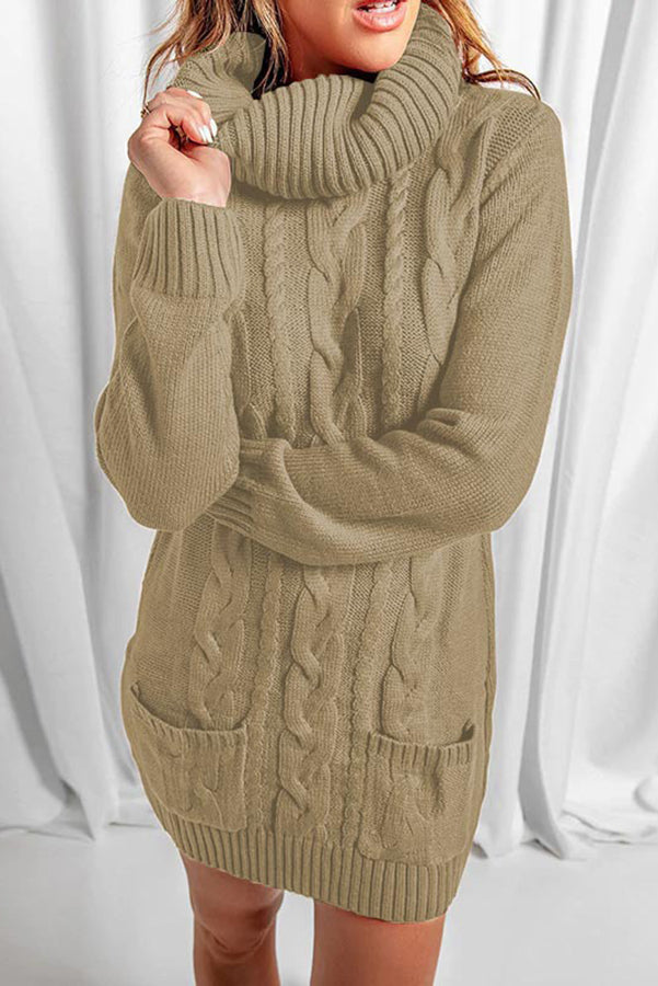 Relax More Cable Pocketed Knit Mini Dress