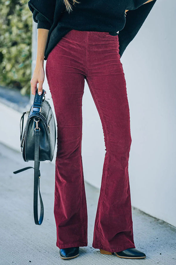 Gwen Elastic Waist Bell Bottom Corduroy Pants