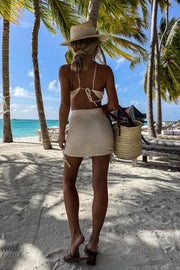 Wild and Free Crochet Knit Halter Top Skirt Suits