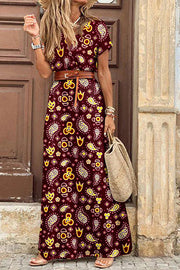 Forgotten Story Paisley Maxi Dress(belt Included)