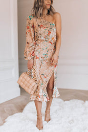 Spring Has Sprung Floral Print One Shoulder Dress