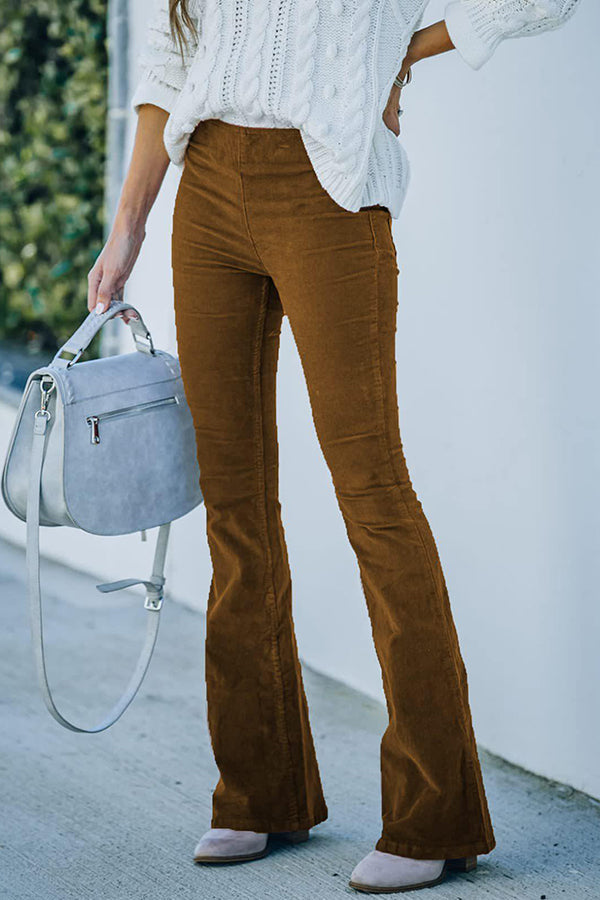 Gwen Elastic Waist Bell Bottom Corduroy Pants