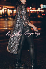 Disco Glamour Sequin Bell Sleeve Kimono