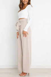 In Vogue Belted Pocketed Wide Leg Pants