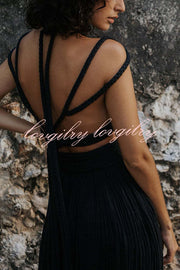 Aphrodite Draped Braids Crop Tank and Wrap Slit Maxi Skirt Set