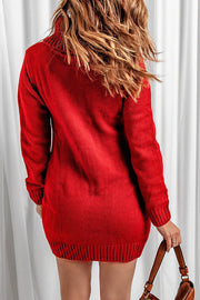 Relax More Cable Pocketed Knit Mini Dress