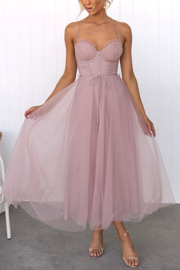 Modern-day Princess Chiffon Suspenders Party Maxi Dress