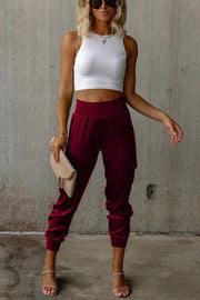 Luxe Look Satin High Waist Pocketed Joggers