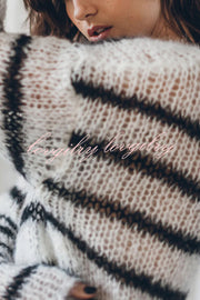 Time for Warmer Layers Fluffy Stripes Relaxed Knit Sweater